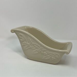 Longaberger Natures Garland Sleigh Ivory Christmas Bowl Dish Pottery